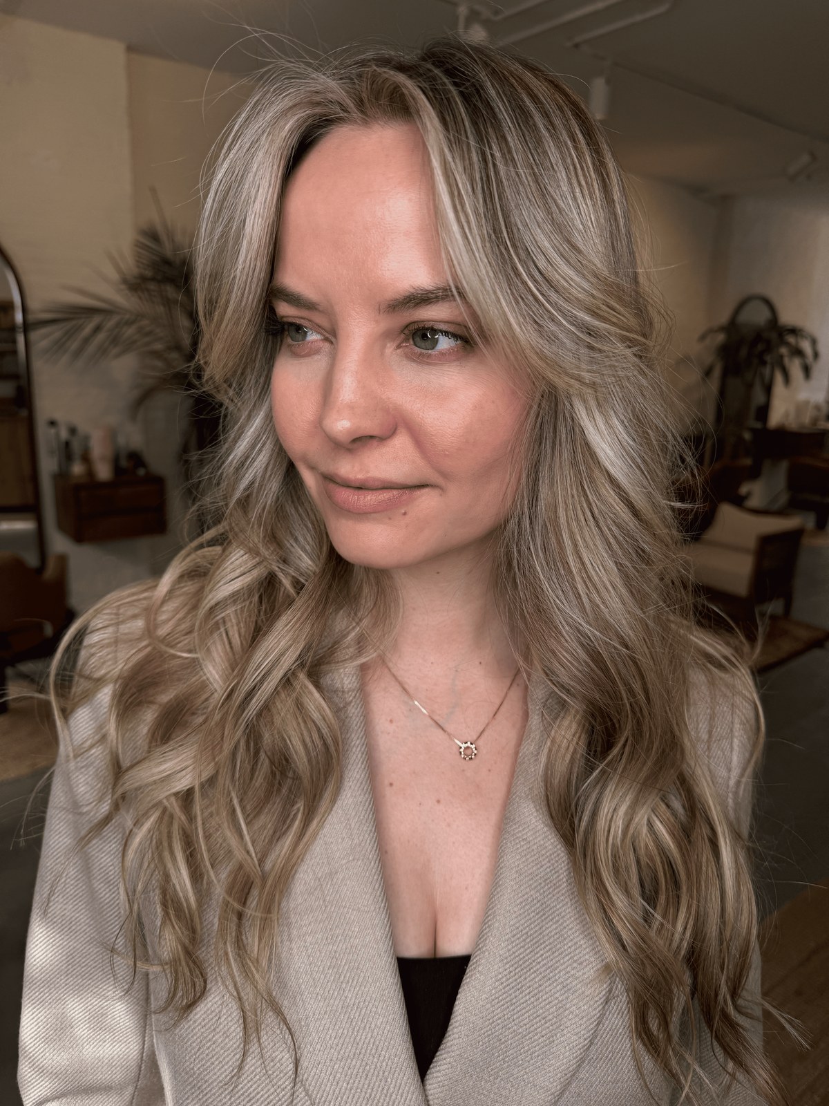 Hand-painted ash blonde balayage on long hair, Williamsburg Salon